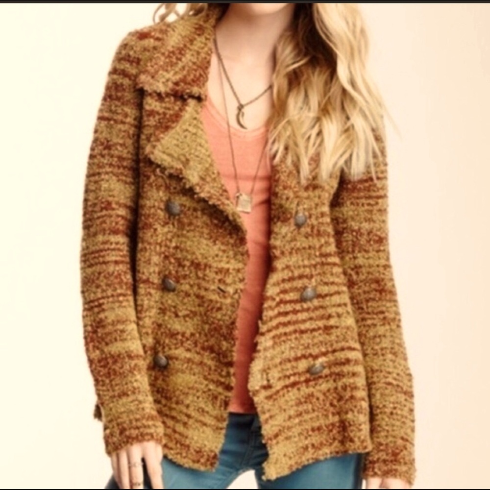 Free People Double Breasted Sweater Jacket